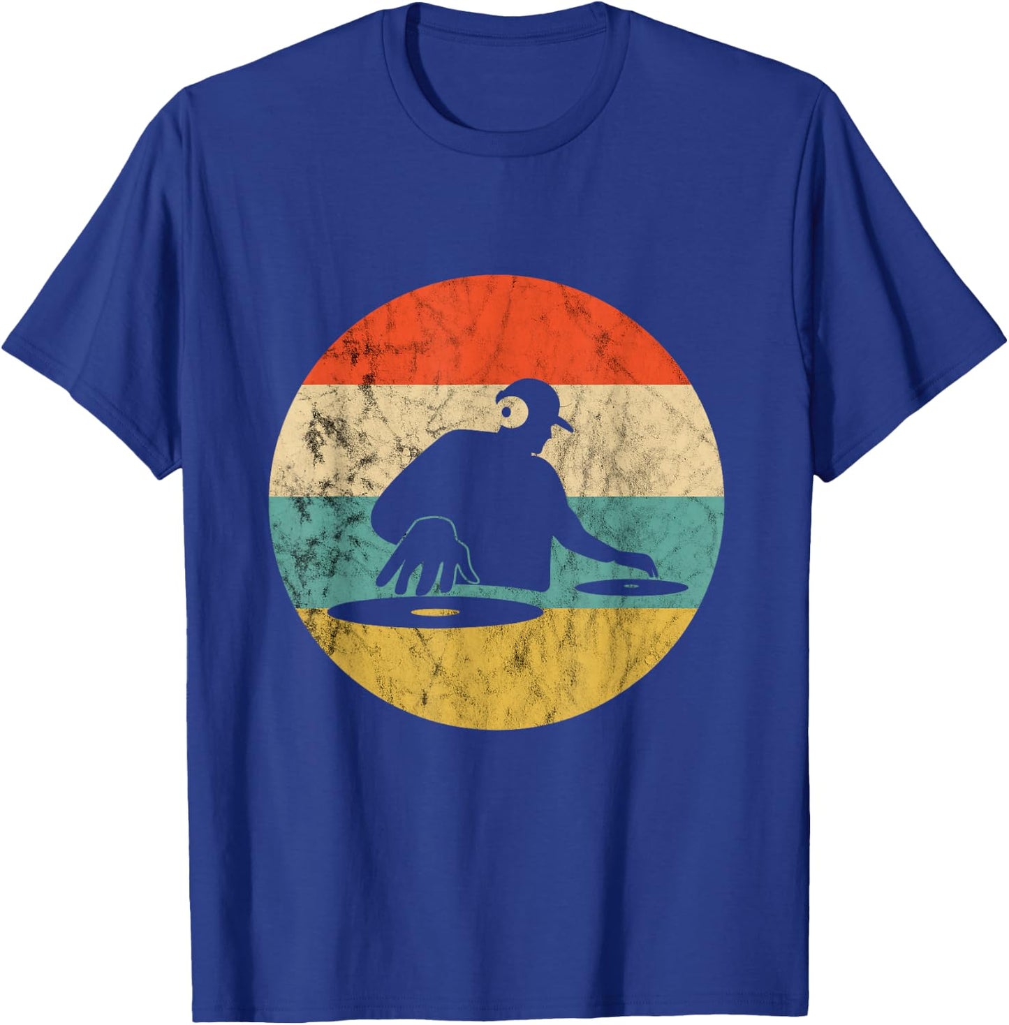 Turntable Beatmaker EDM Techno DJ Disc Retro Vintage Sunset T-Shirt - T-Shirt | Royal