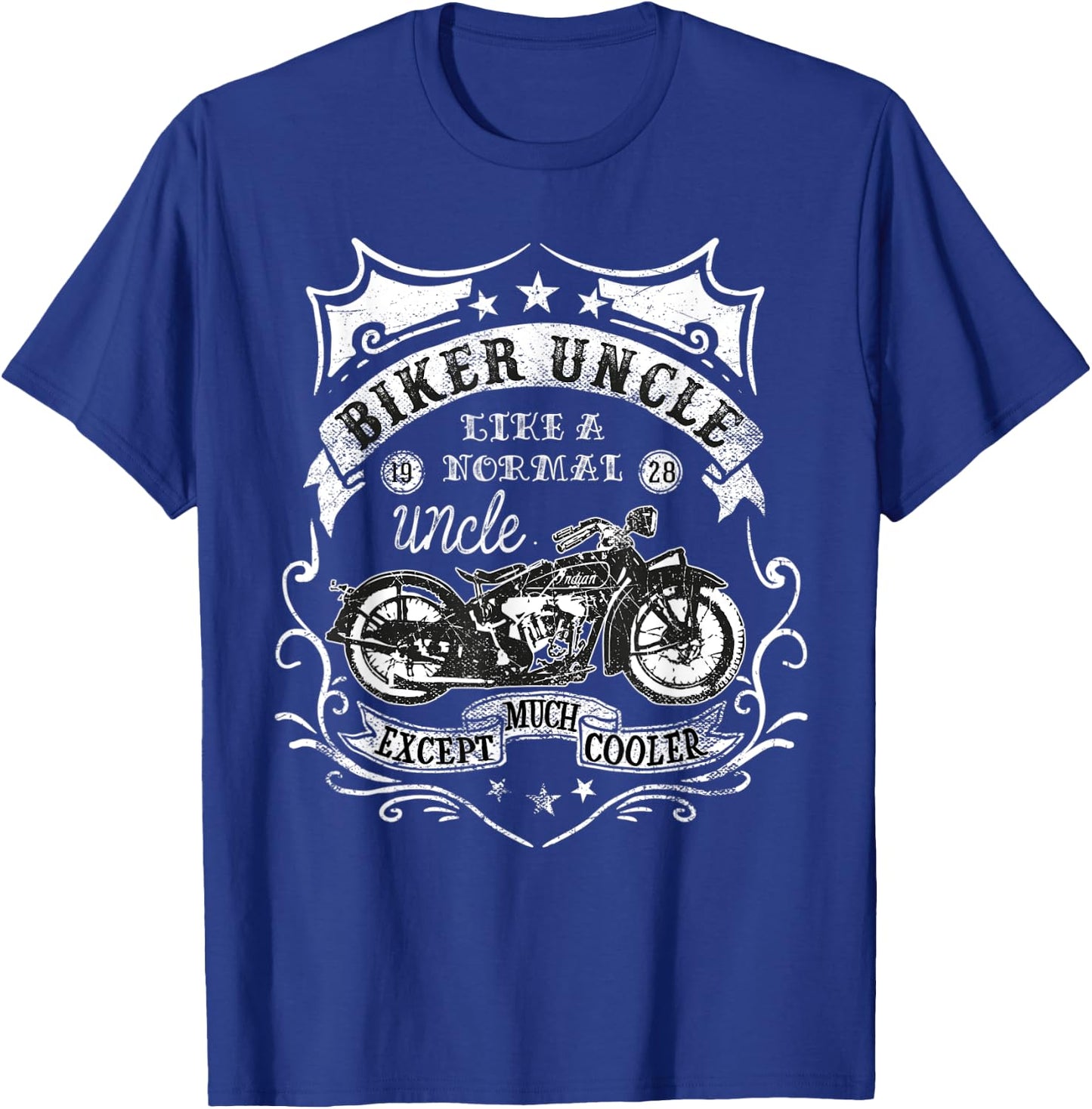 Biker Uncle Rides Motorcycles Rider Gift T-Shirt - T-Shirt | Royal