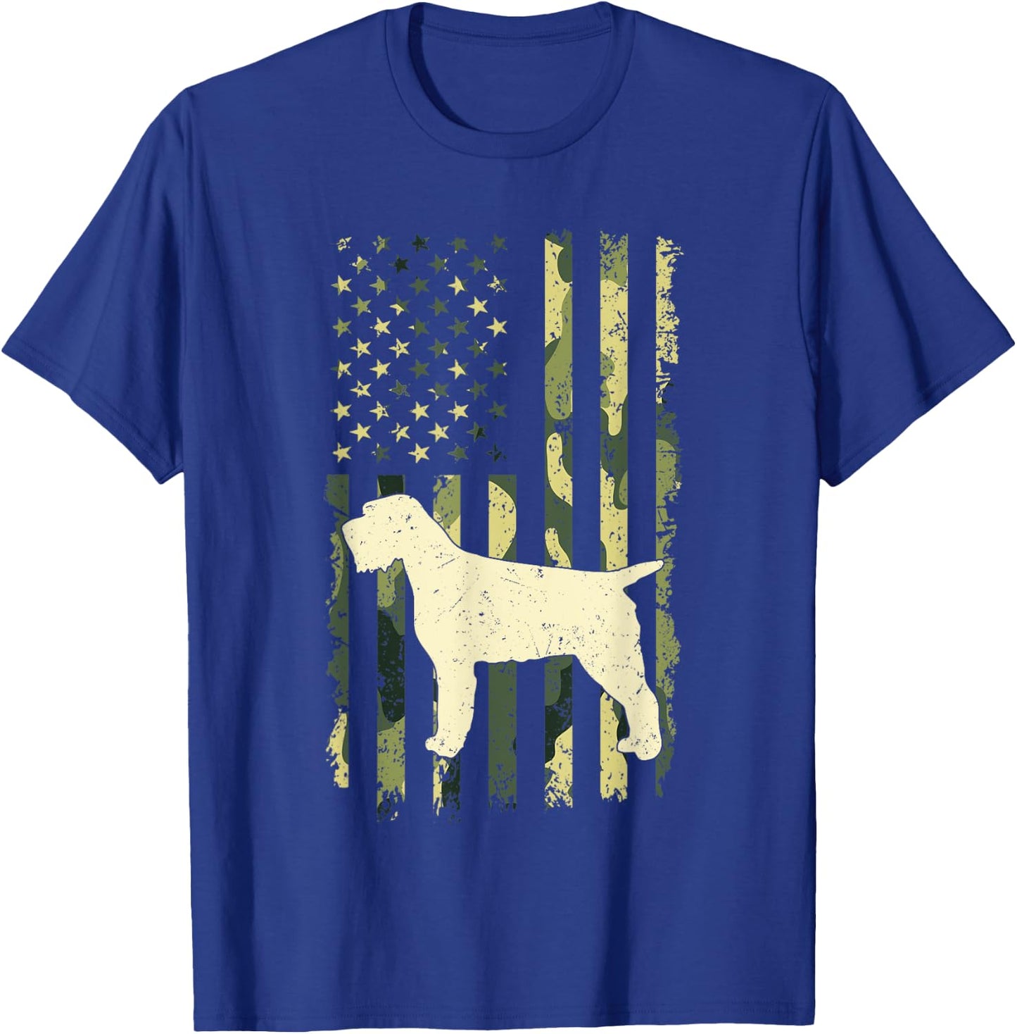 Wirehaired Pointing Griffon Shirts Camouflage American Flag Kids Men T-Shirt - T-Shirt | Royal
