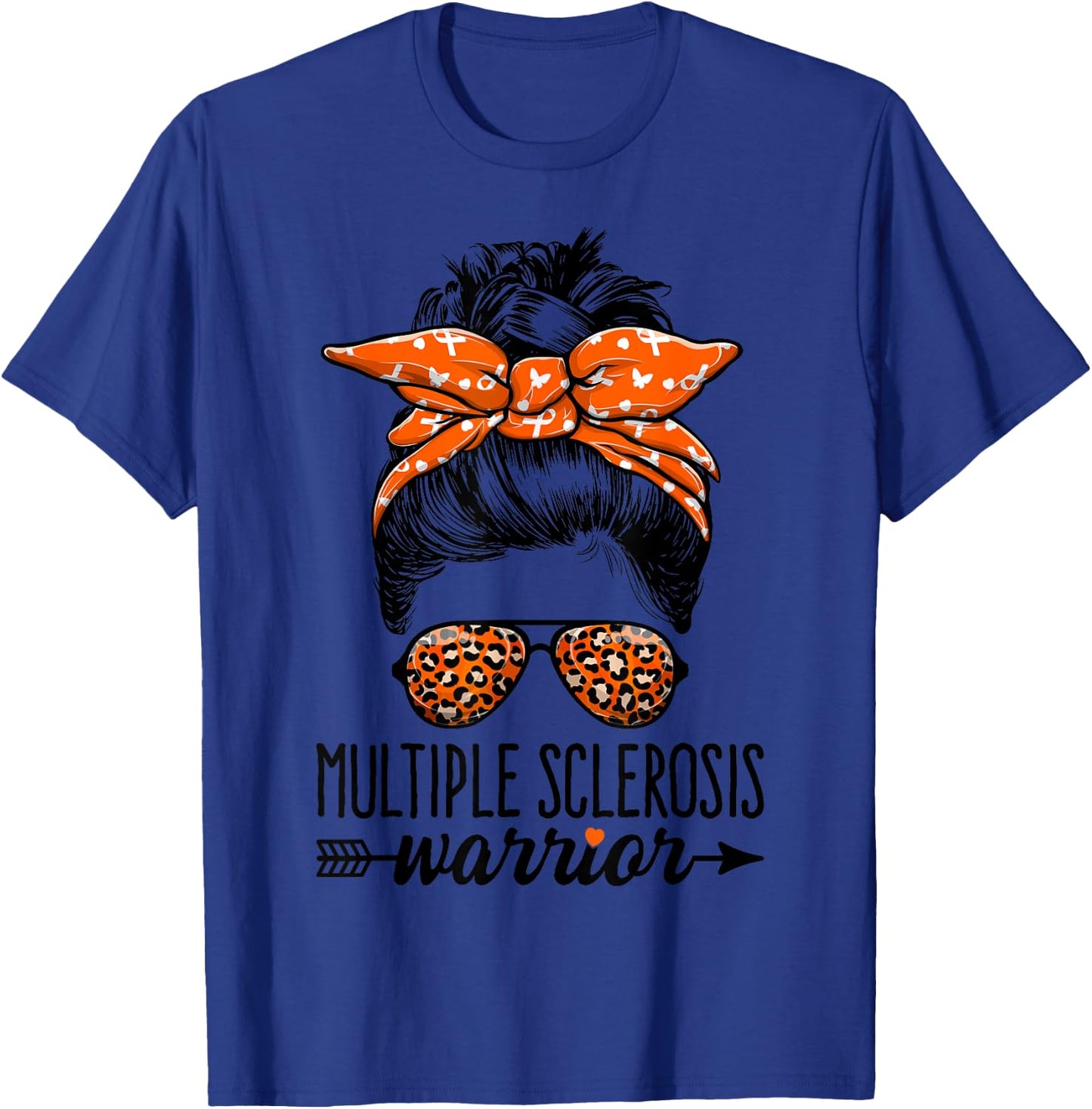 MS Warrior Messy Bun - Multiple Sclerosis Awareness T-Shirt - T-Shirt | Royal