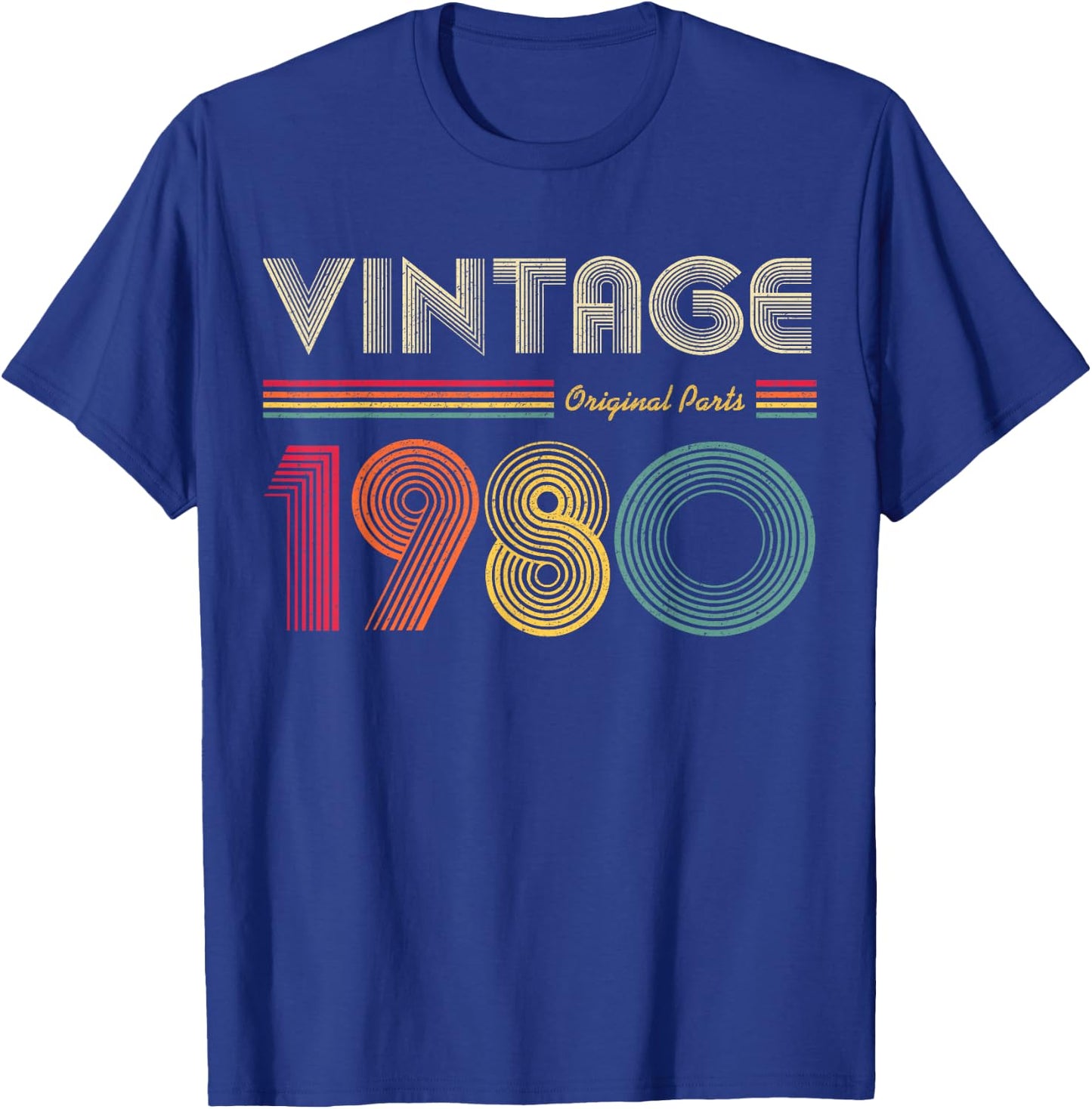 Vintage 1980 Original Parts Funny 42nd Birthday Men Women T-Shirt - T-Shirt | Royal