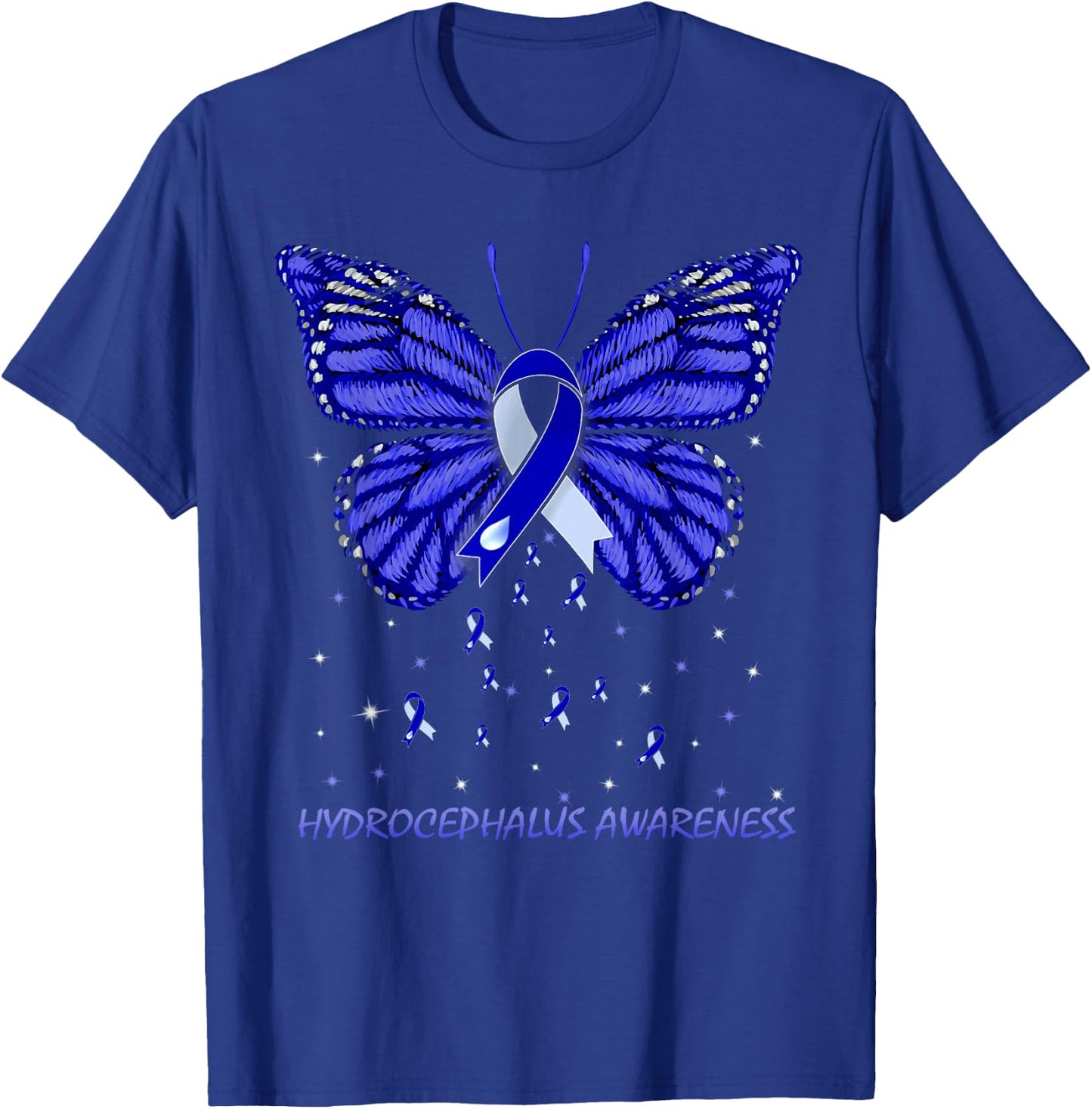 Hydrocephalus Awareness Butterfly T-Shirt - T-Shirt | Royal