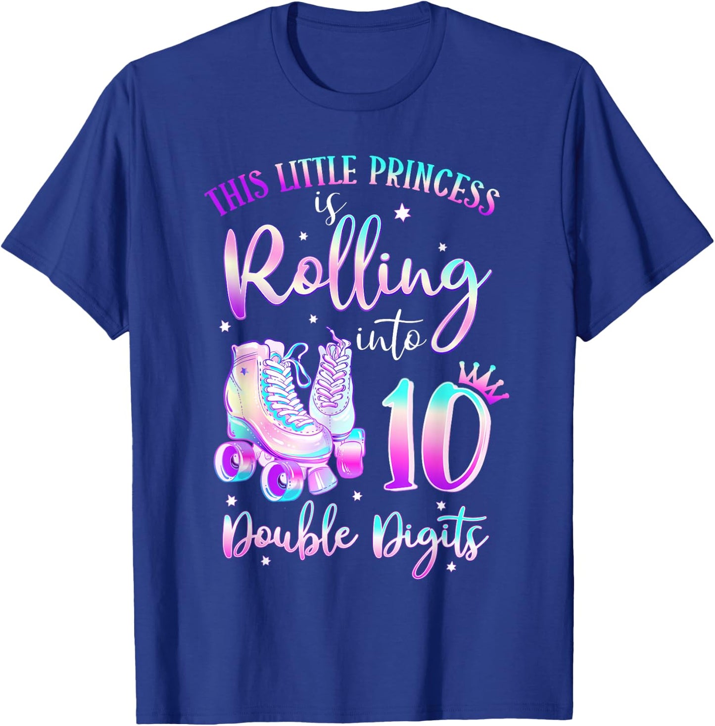 10th Birthday Rolling Into 10 Double Digits Roller Skate T-Shirt - T-Shirt | Royal