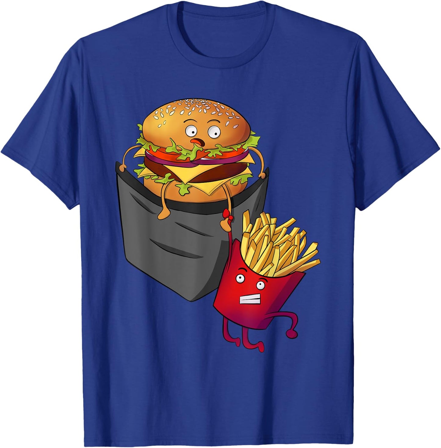 Fast Food in Pocket - Fries Burger Pommes Frites Potato T-Shirt - T-Shirt | Royal