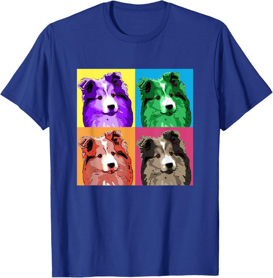 Sheltie Pop Art Style Shetland Sheepdog Women Girls Kids T-Shirt - T-Shirt | Royal