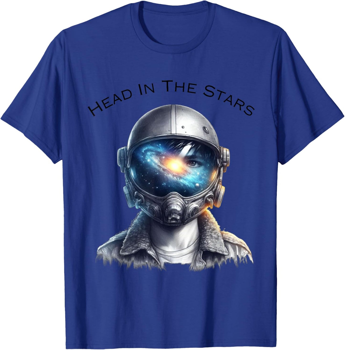 Head In The Stars All Ages Cool Space Age Graphic Design T-Shirt - T-Shirt | Royal