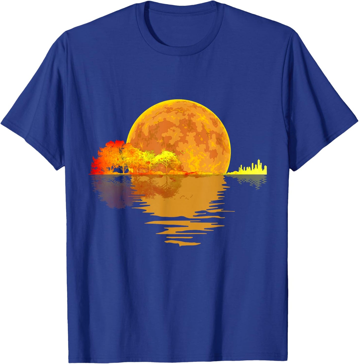 Guitar Nature Moon Music Lover Gift Acoustic Guitar T-Shirt - T-Shirt | Royal