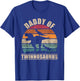 Dad of Twins Daddysaurus Pun Fathers Day Daddy of Twins T-Shirt - T-Shirt | Royal