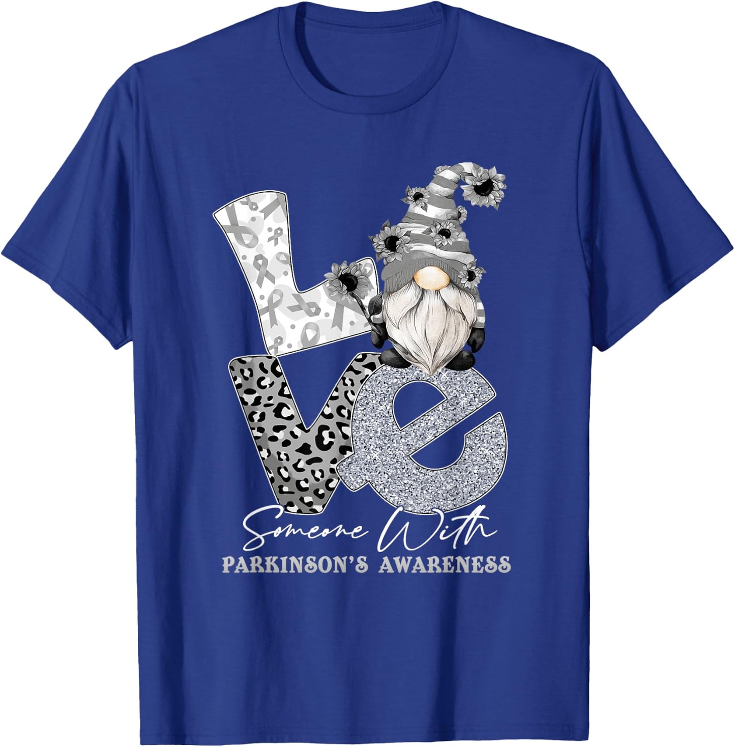 Silver Ribbon Gnome Love Someone With Parkinson's Awareness T-Shirt - T-Shirt | Royal