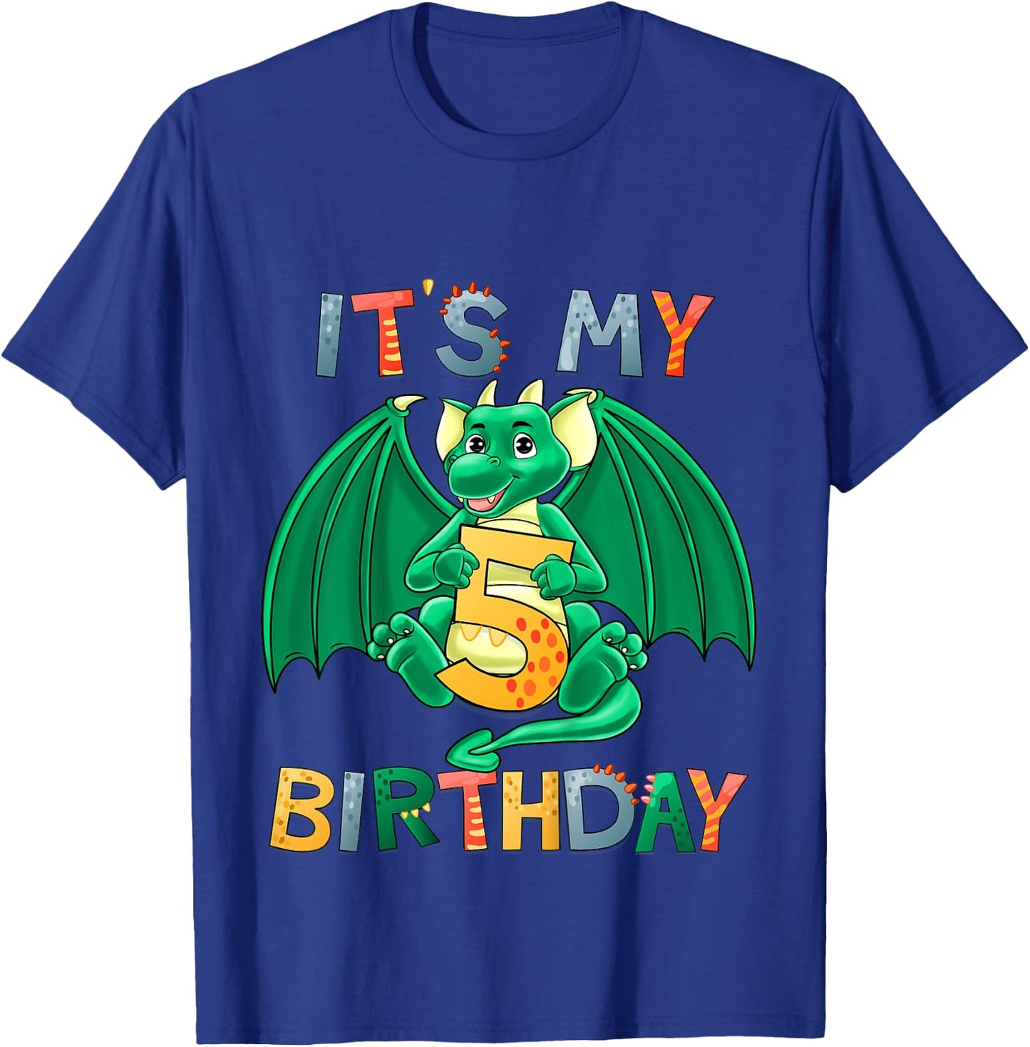 Kids It's My 5th Birthday Dragon 5 Birthday 5 Year Old Boy T-Shirt - T-Shirt | Royal