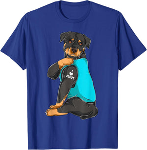 Rottweiler I Love Mom Tattoo Apparel, Dog Mom Gifts T-Shirt - T-Shirt | Royal
