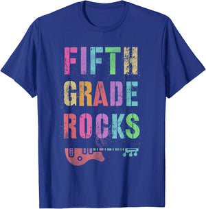 5th GRADE ROCKS Test Teacher Rockstar Squad Fifth Gr I Teach Men Women Kids T-Shirt - T-Shirt | Royal