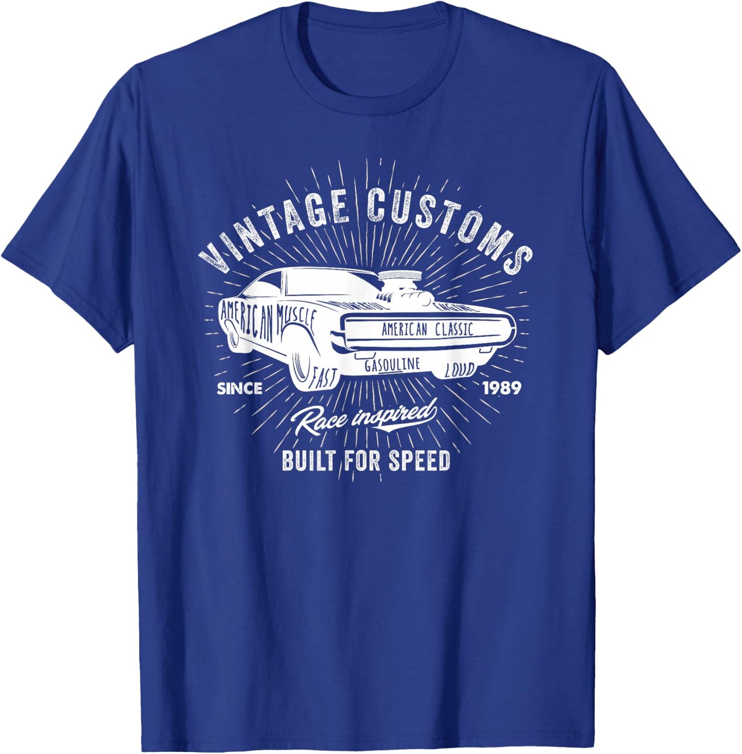 Car Illustration For Boys Vintage Customs Muscle Car T-Shirt - T-Shirt | Royal