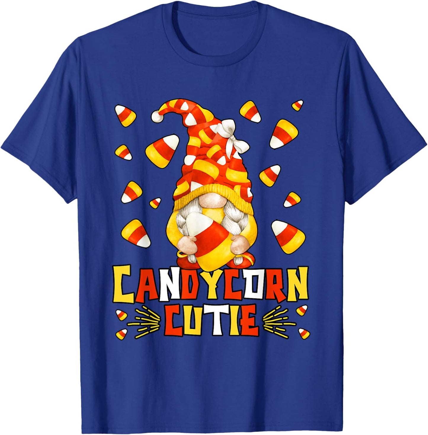 Cute Candy Corn Cutie For Kids & Halloween Candycorn Gnome T-Shirt - T-Shirt | Royal