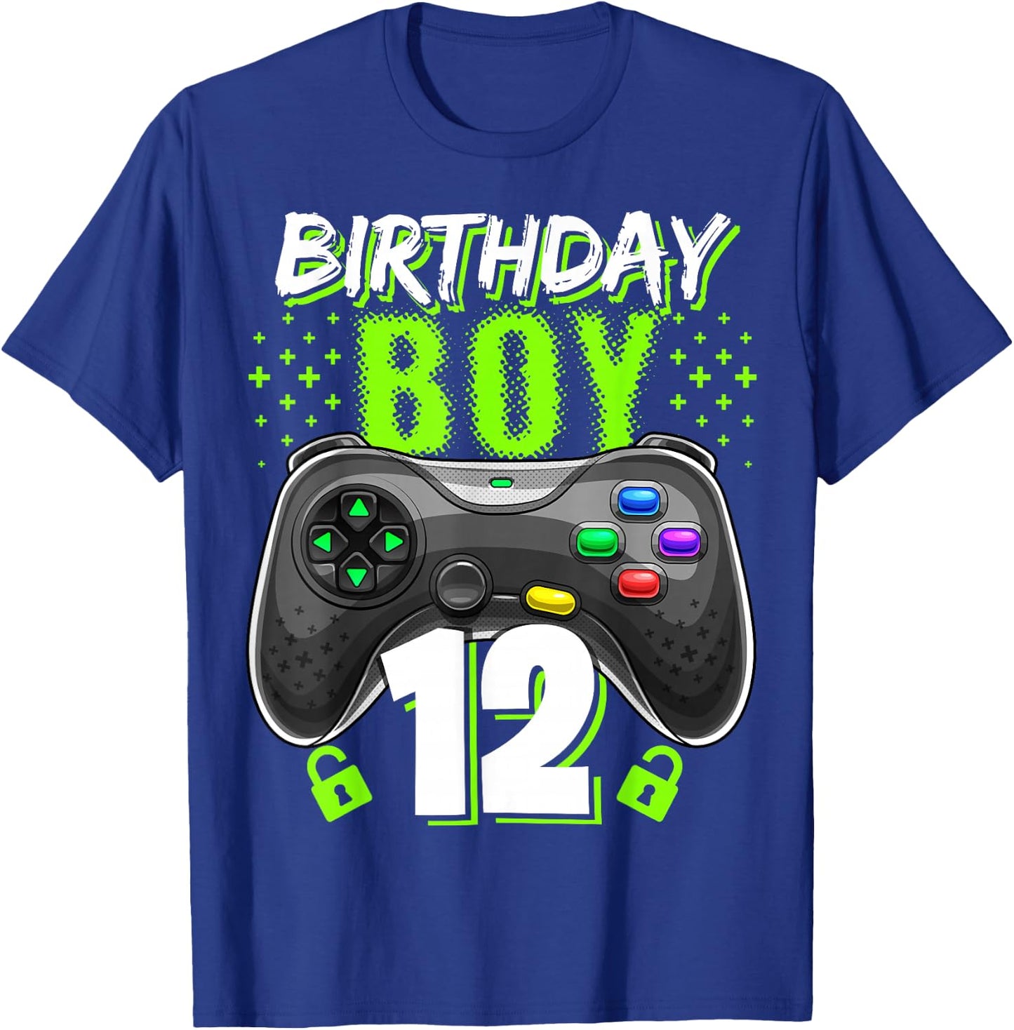 Birthday Boy 12 Video Game Controller Gamer 12th Birthday T-Shirt - T-Shirt | Royal