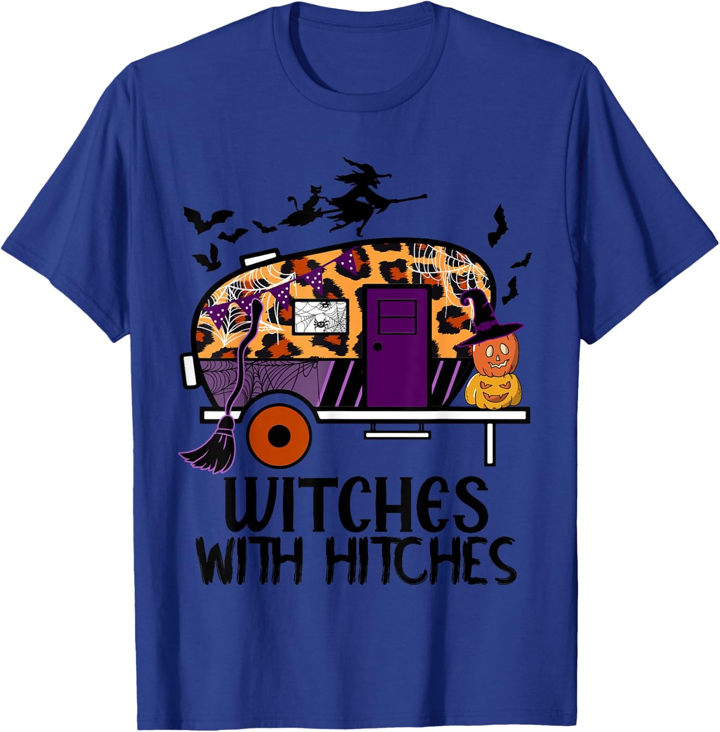 d2Ab Leopard Camping RV Witches With Hitches Halloween Party T-Shirt - T-Shirt | Royal