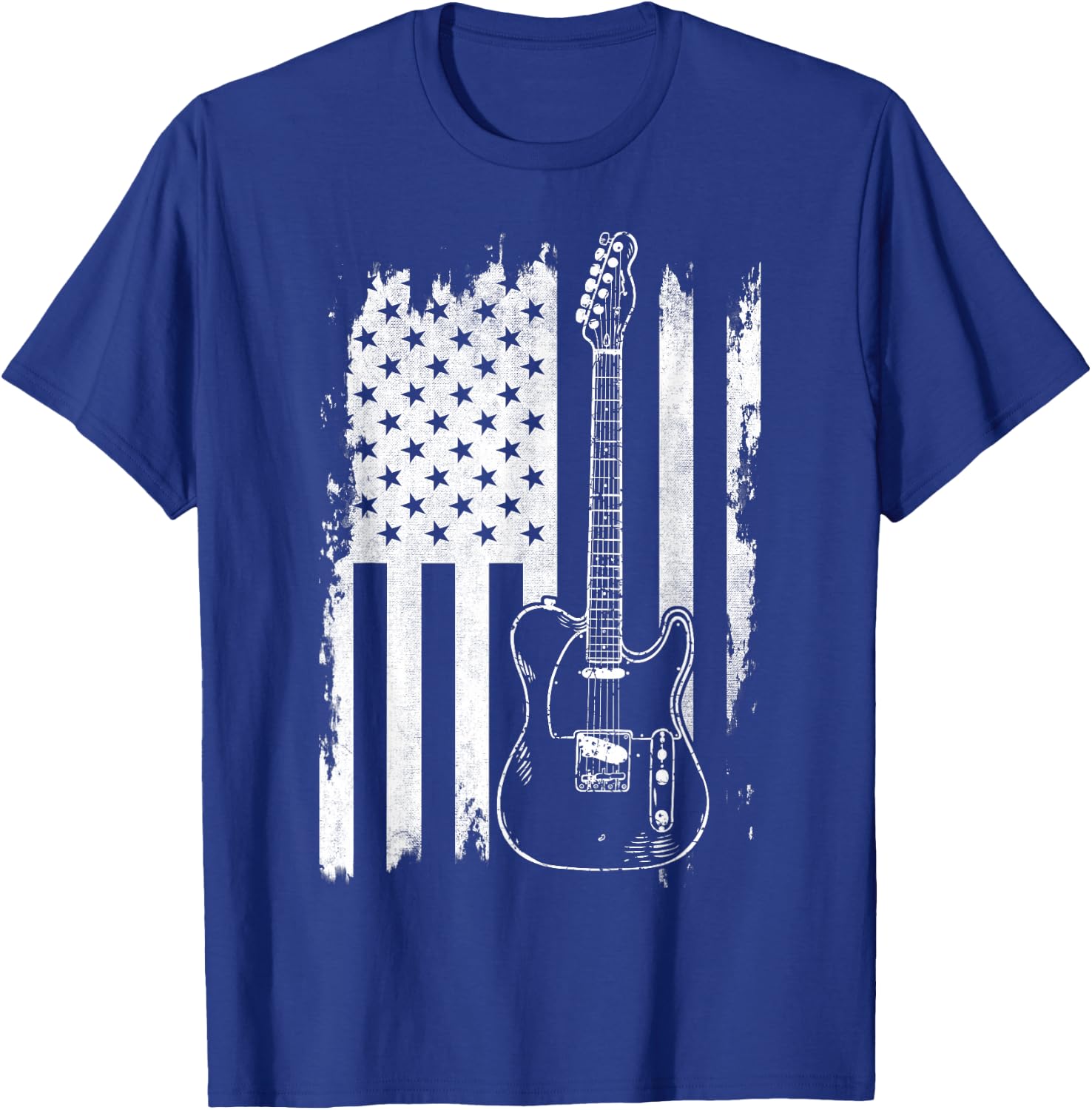 Lets Rock Rock n Roll Guitar Retro USA Flag Music T-Shirt - T-Shirt | Royal