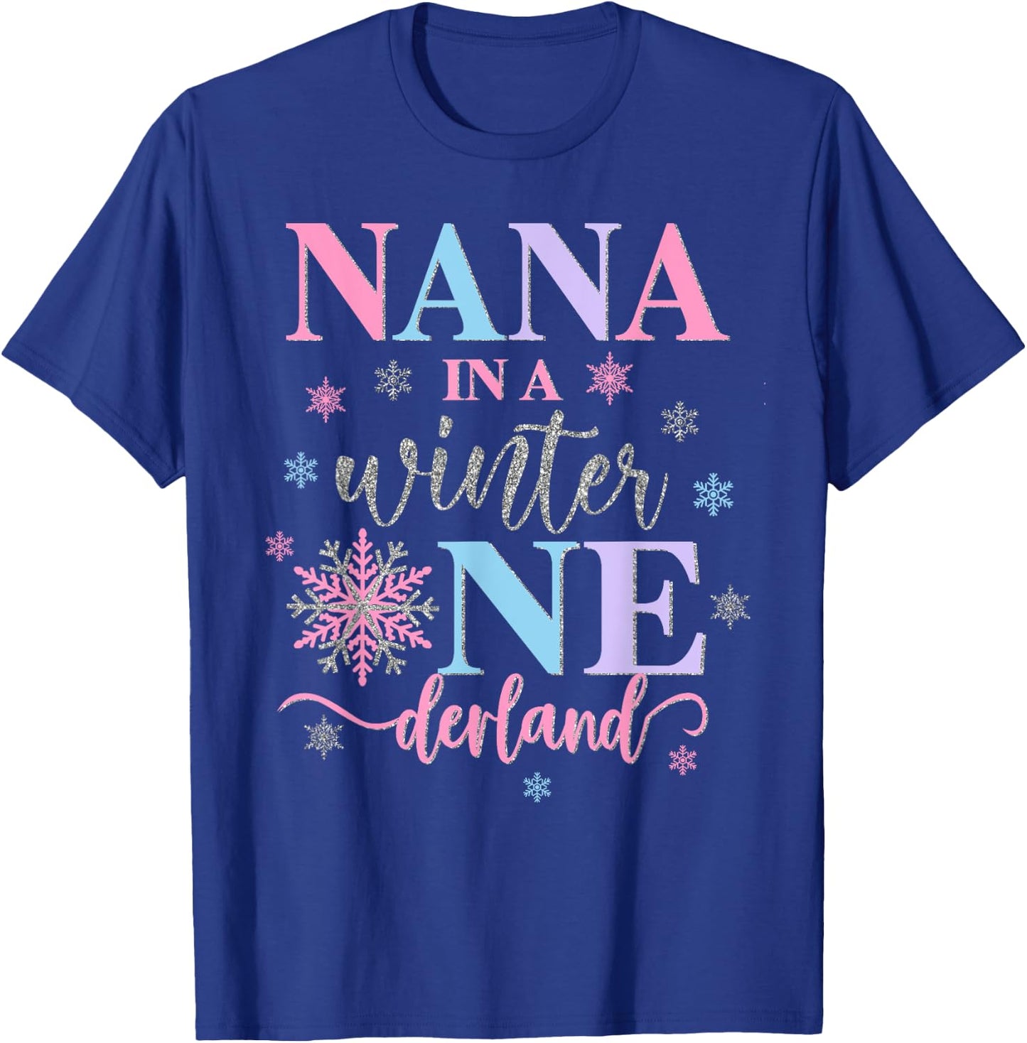 Nana in a Winter Onederland Birthday Girl Sweet Snowflake T-Shirt - T-Shirt | Royal