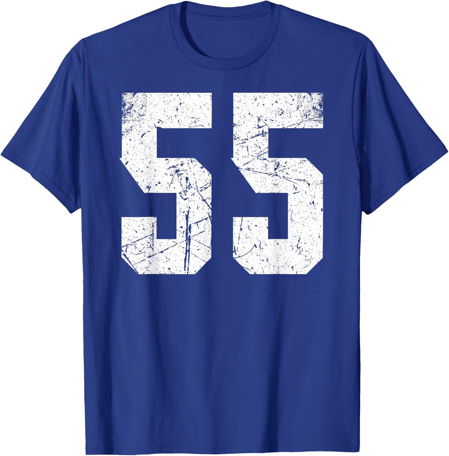 Number #55 Sport White Vintage Uni Number T-Shirt - T-Shirt | Royal
