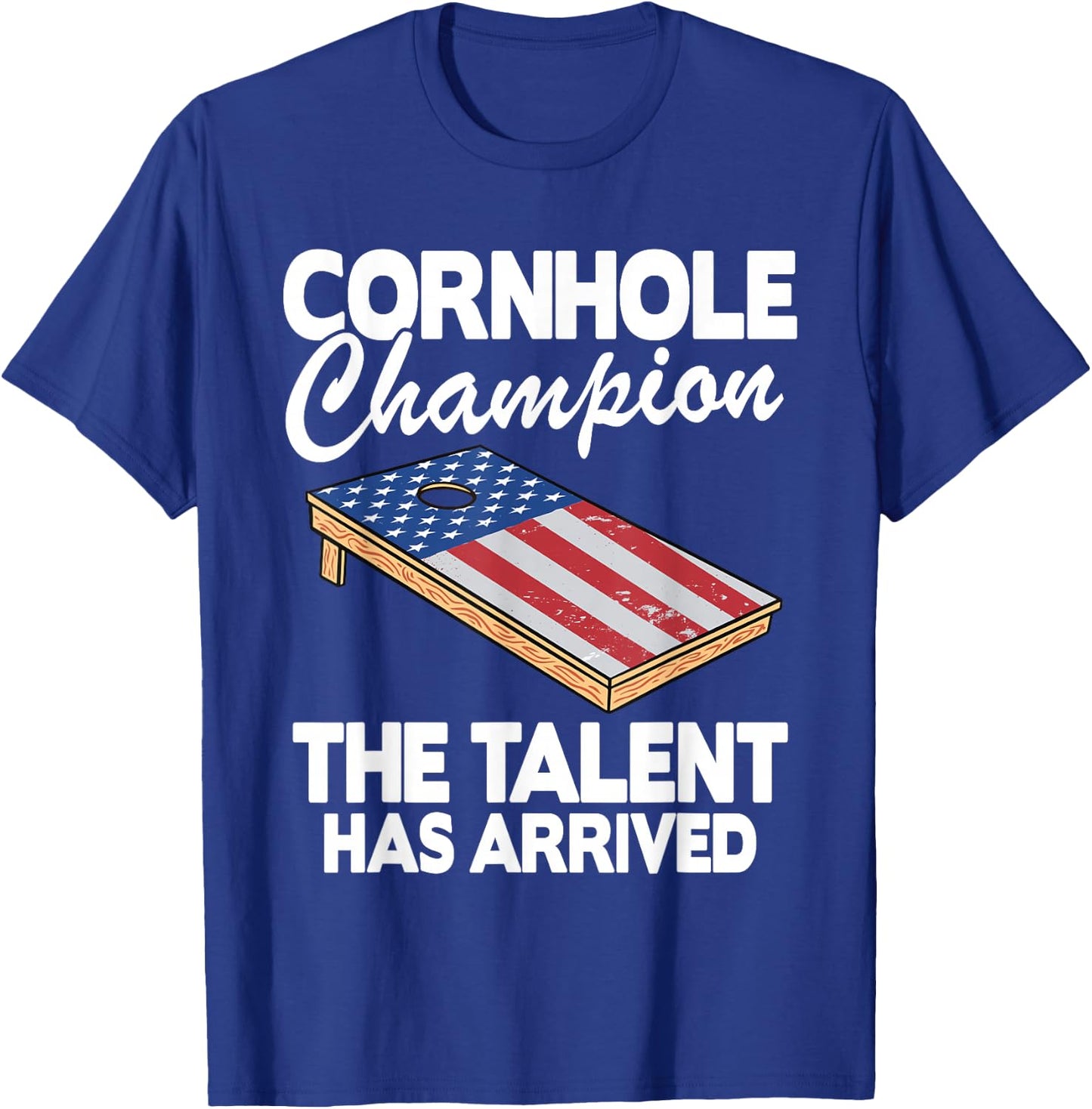 Cornhole Champion American Flag Board Funny Cornhole T-Shirt - T-Shirt | Royal
