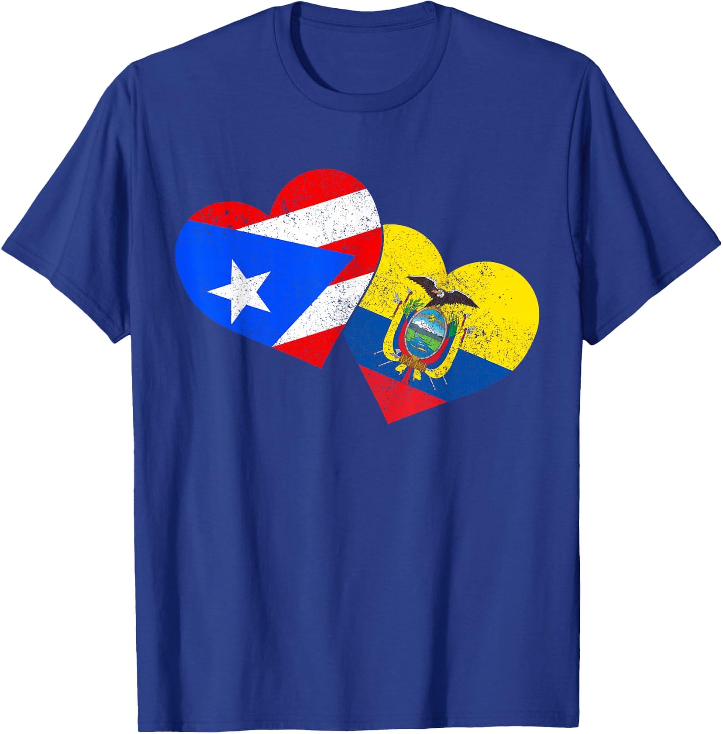 Ecuador Puerto Rico Flag Heart Ecuadorian Roots T-Shirt - T-Shirt | Royal