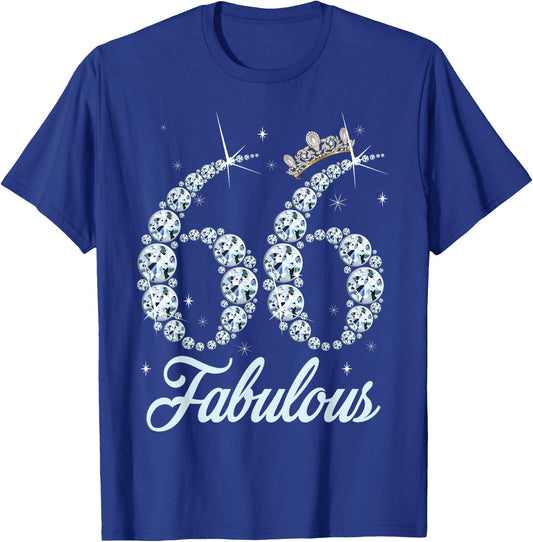 66 Year Old Its My 66th Birthday Queen Diamond Heels Crown T-Shirt - T-Shirt | Royal
