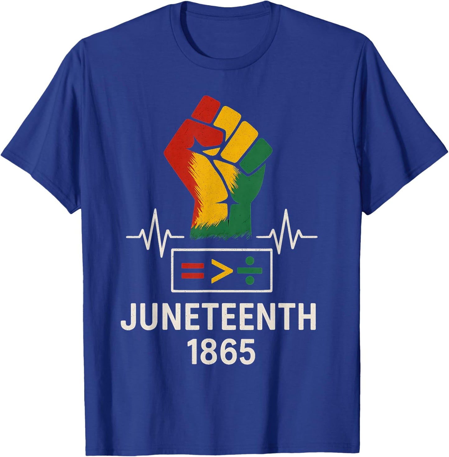 Juneteenth 1865 Equality Is Greater Than Division Men Women T-Shirt - T-Shirt | Royal