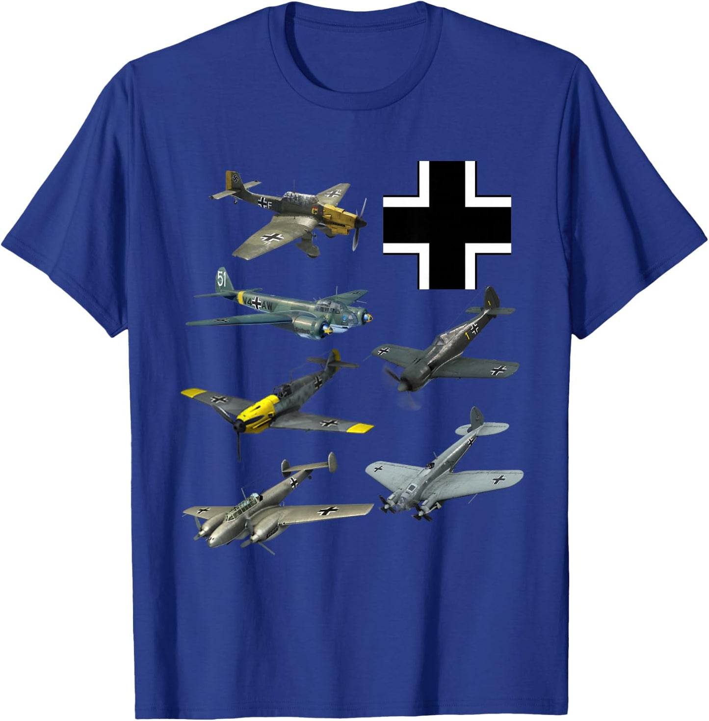 WW2 German Fighter JU-87 Stuka Bf 109 Fw190 T-Shirt - T-Shirt | Royal