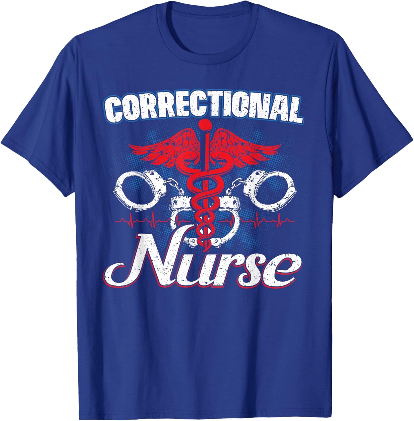 Custom Chimp Correction Officer Nursing Thin Silver Line - Adults in Law Enforcement or Medical Roles - Black, Short Sleeve, , Classic Fit, Small T-Shirt - T-Shirt | Royal