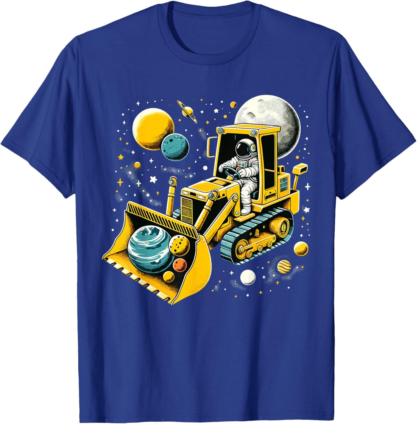 Astronaut Excavator in Space Planet T-Shirt - T-Shirt | Royal