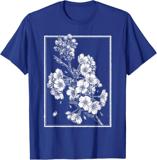 Japanese Cherry Blossom Sakura | Harajuku Grunge Anime Manga T-Shirt - T-Shirt | Royal