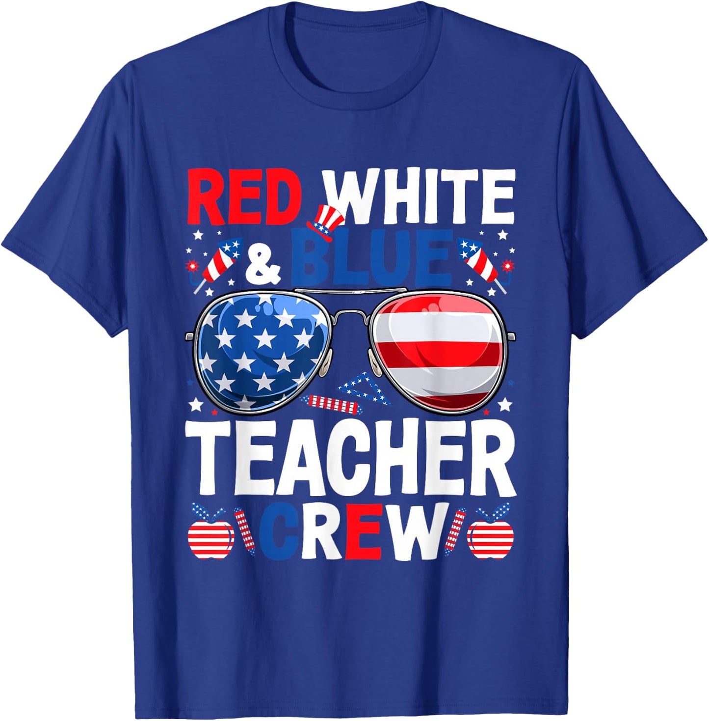 4th Of July Red White & Blue Teacher Crew American Flag Men T-Shirt - T-Shirt | Royal
