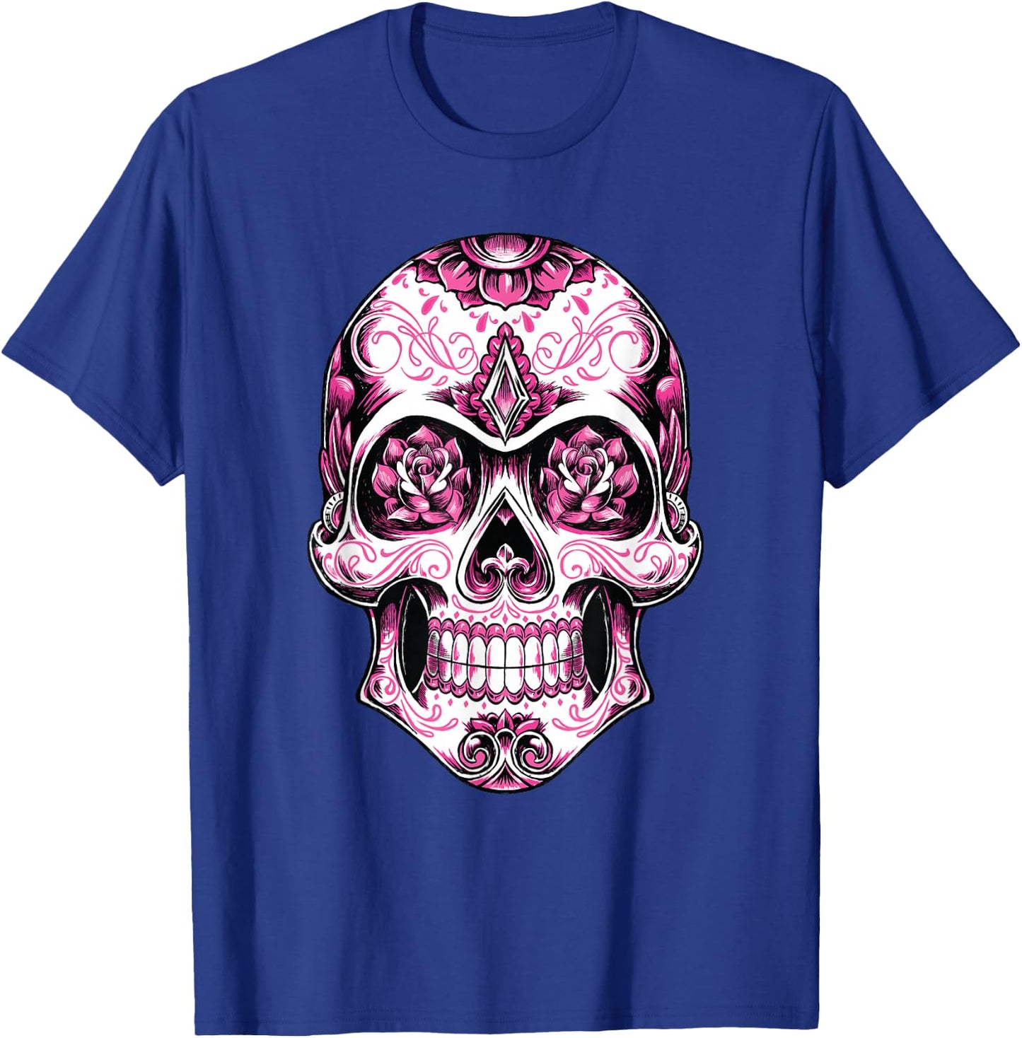 Breast Cancer Shirt Women Pink Sugar Skull T-Shirt - T-Shirt | Royal