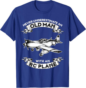 Never Underestimate an Old Man with an RC Plane T-Shirt - T-Shirt | Royal