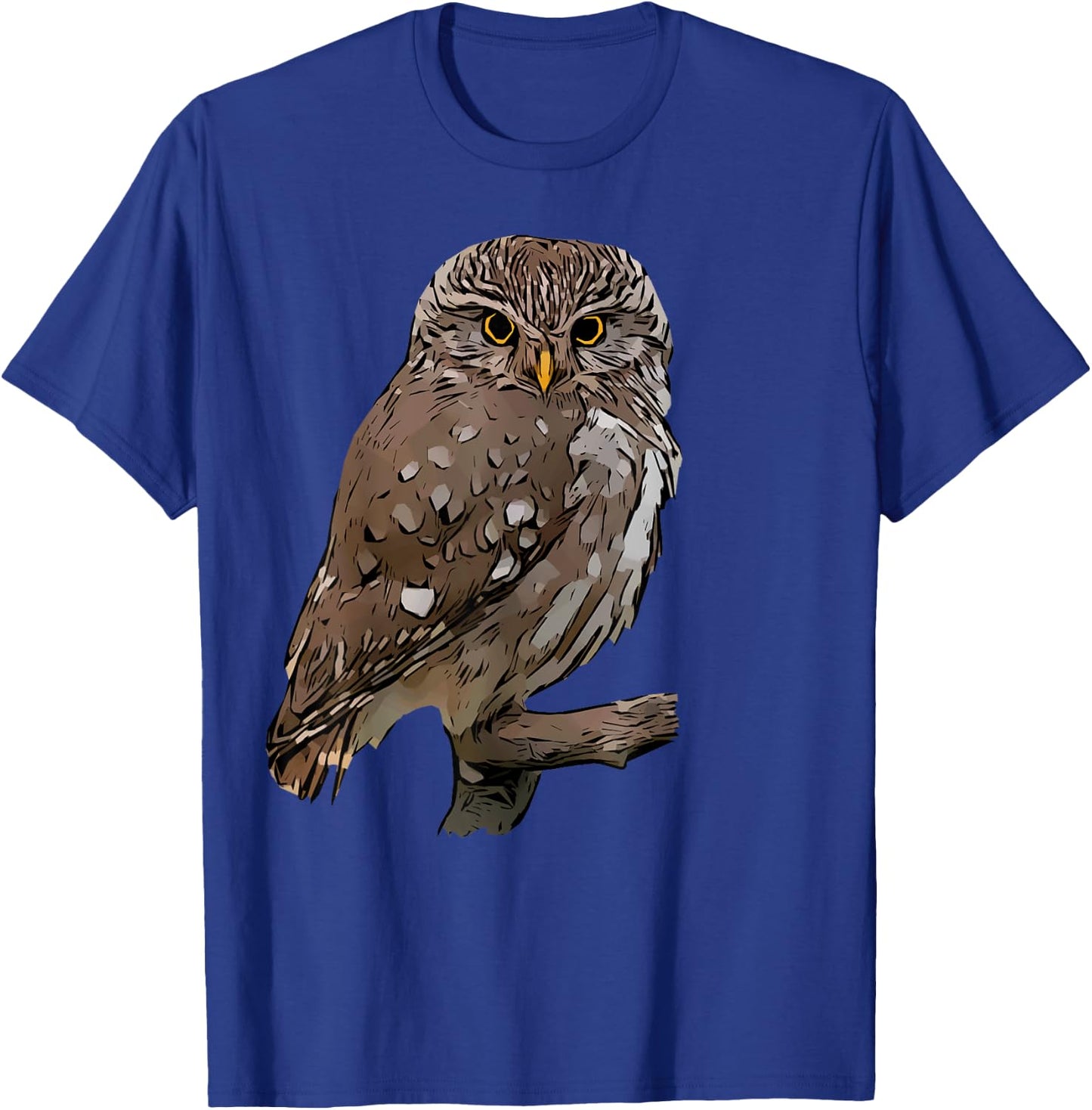 Realistic Owl Illustration on Tree Branch T-Shirt - T-Shirt | Royal