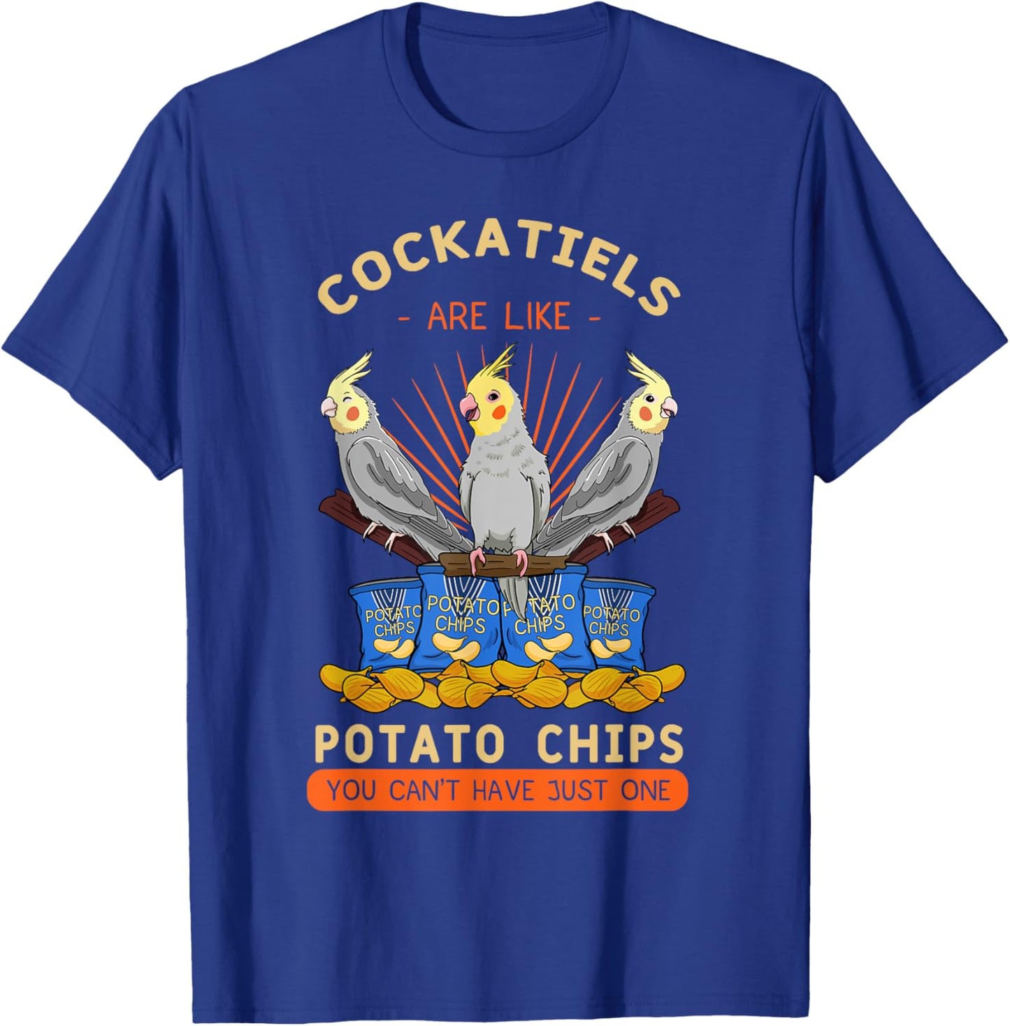 Cockatiel Potato Chips Cockatoo Lutino Parrot Quarrion Tiel , Black, Small T-Shirt - T-Shirt | Royal