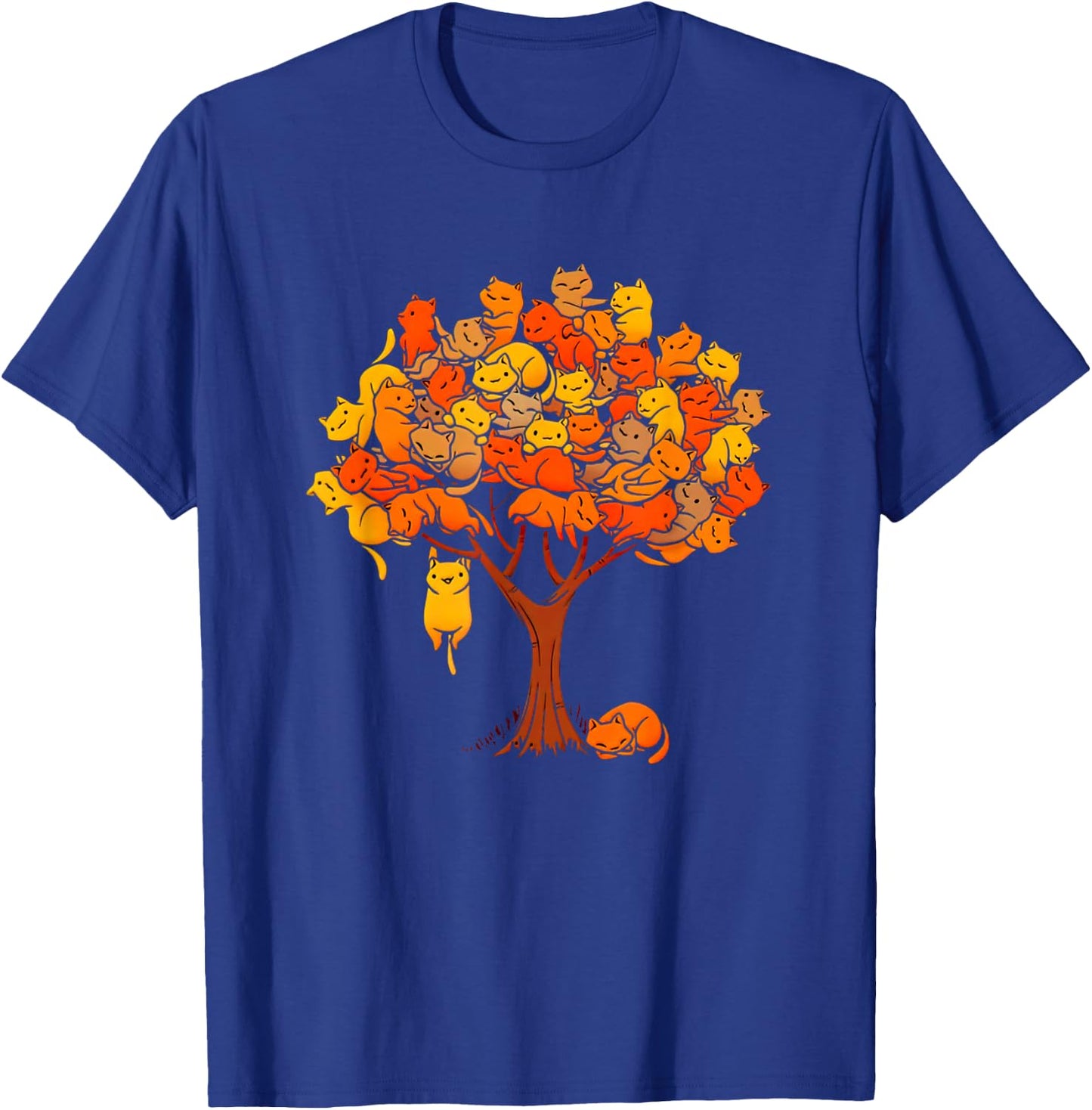 Cats And Tree Black Women's Cotton 100% T-Shirt - T-Shirt | Royal