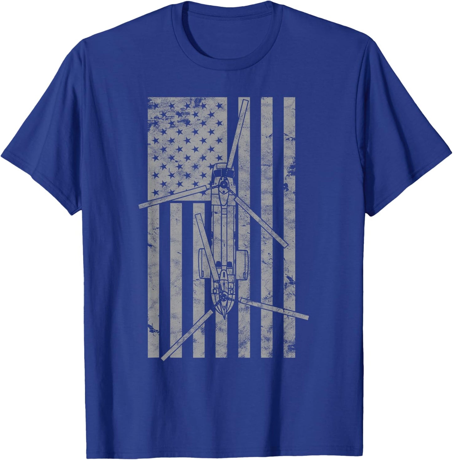 CH-46 Seaknight Helicopter Vintage Flag Aircraft Pilot T-Shirt - T-Shirt | Royal