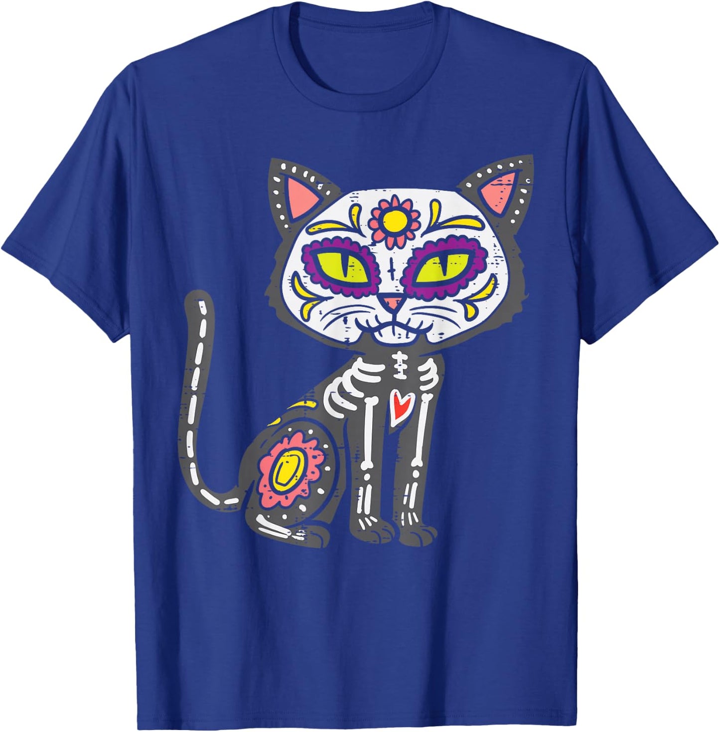 Sugar Skull Cat Dia De Muertos Day Of Dead Halloween Mexican T-Shirt - T-Shirt | Royal