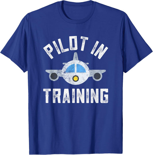 Future Pilot In Training Progress Daddys CoPilot Kids Plane T-Shirt - T-Shirt | Royal