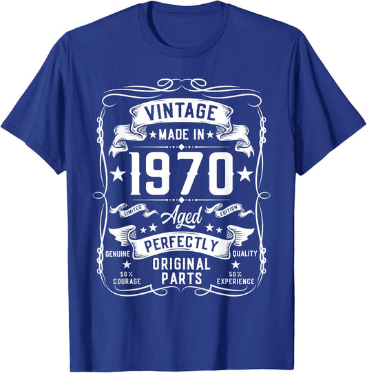 Vintage 1970 55 Years Old Gifts 55yr 55th Birthday T-Shirt - T-Shirt | Royal