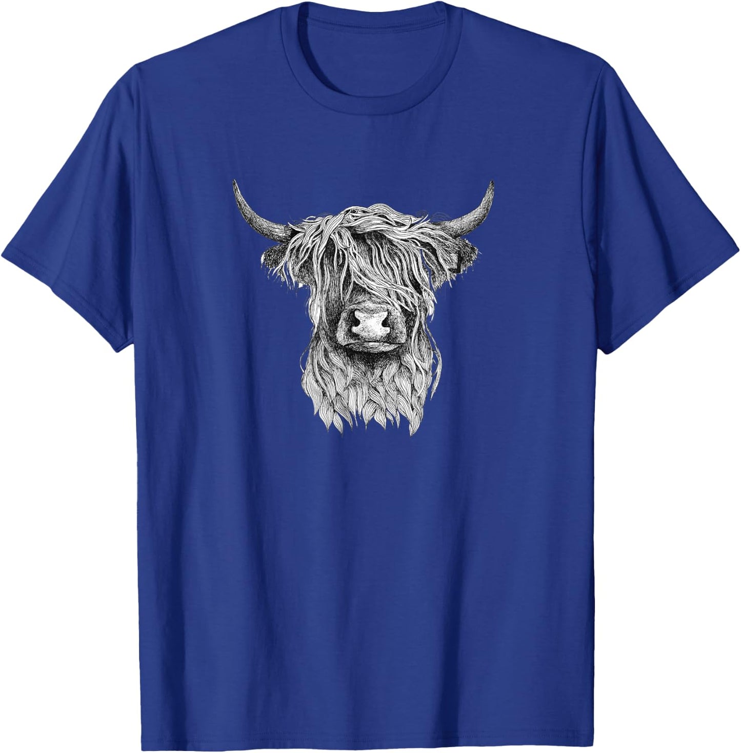Highland Cow - Hand Drawn Illustration T-Shirt - T-Shirt | Royal