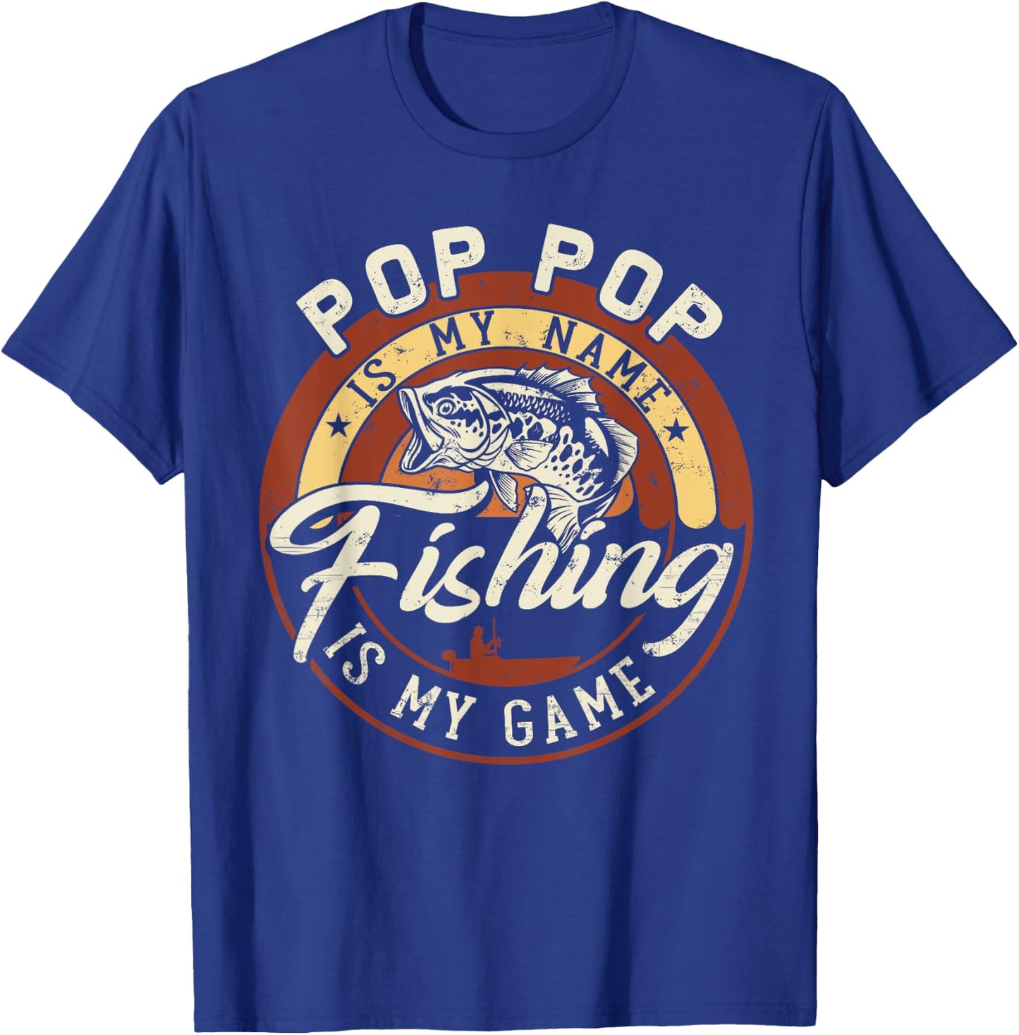 Vintage Pop Pop is My Name Fishing Game Gift Fathers Day T-Shirt - T-Shirt | Royal
