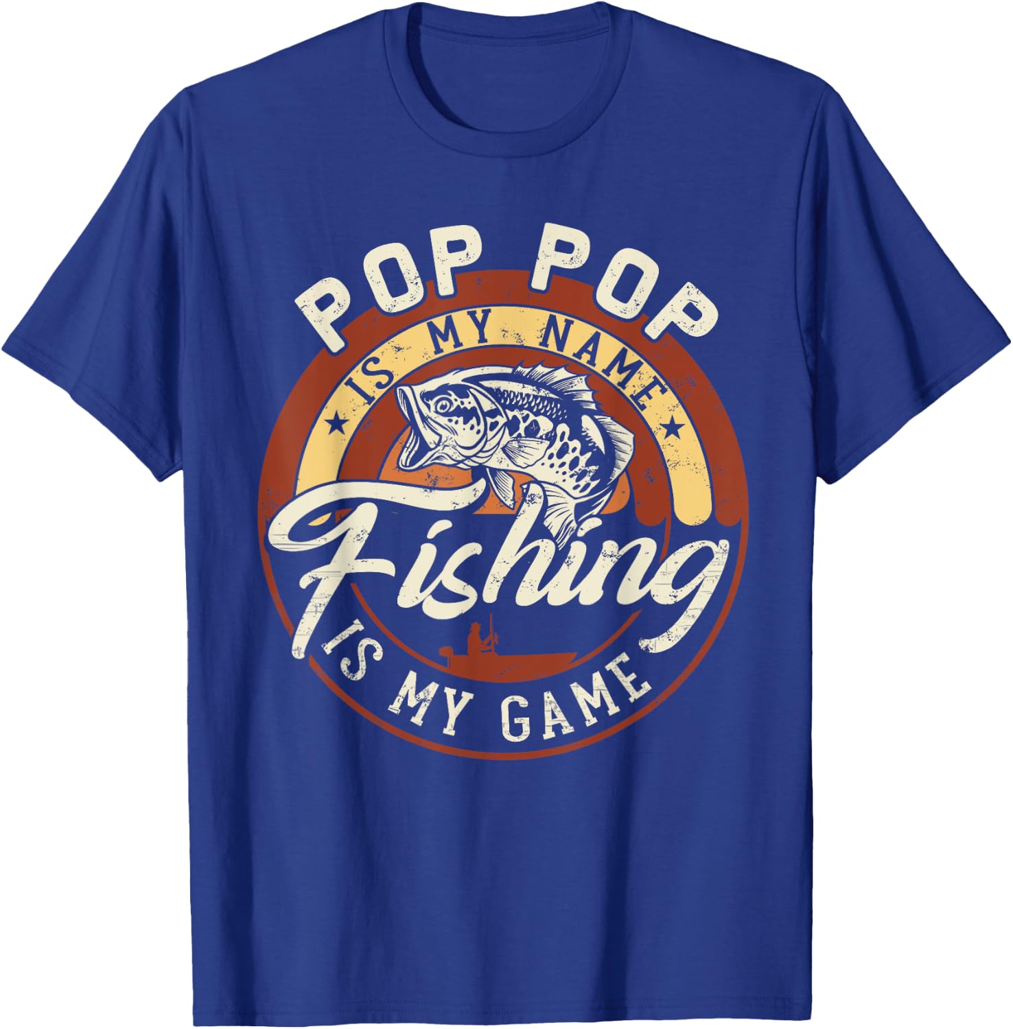 Vintage Pop Pop is My Name Fishing Game Gift Fathers Day T-Shirt - T-Shirt | Royal