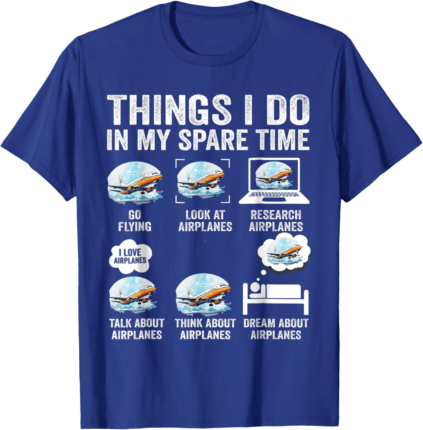Airplane Things I Do in My Spare Time Plane Pilot Kids Men T-Shirt - T-Shirt | Royal
