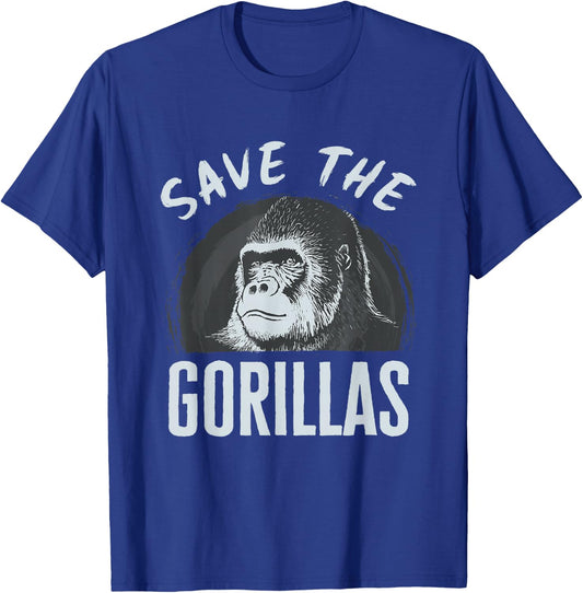 Save the Gorillas Endangered Extinction Gorilla Lover T-Shirt - T-Shirt | Royal