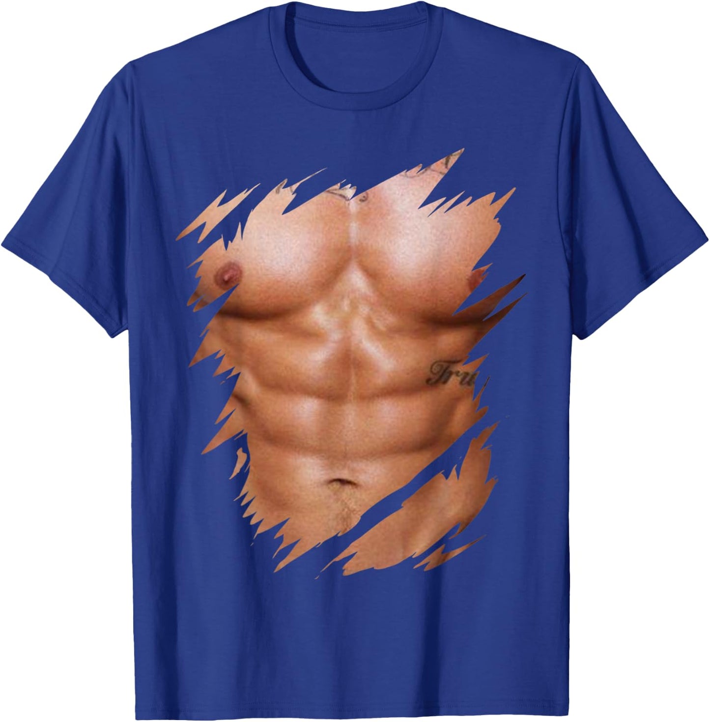 Fake Muscles Ripped Torn Chest Six Pack Abs T-Shirt - T-Shirt | Royal