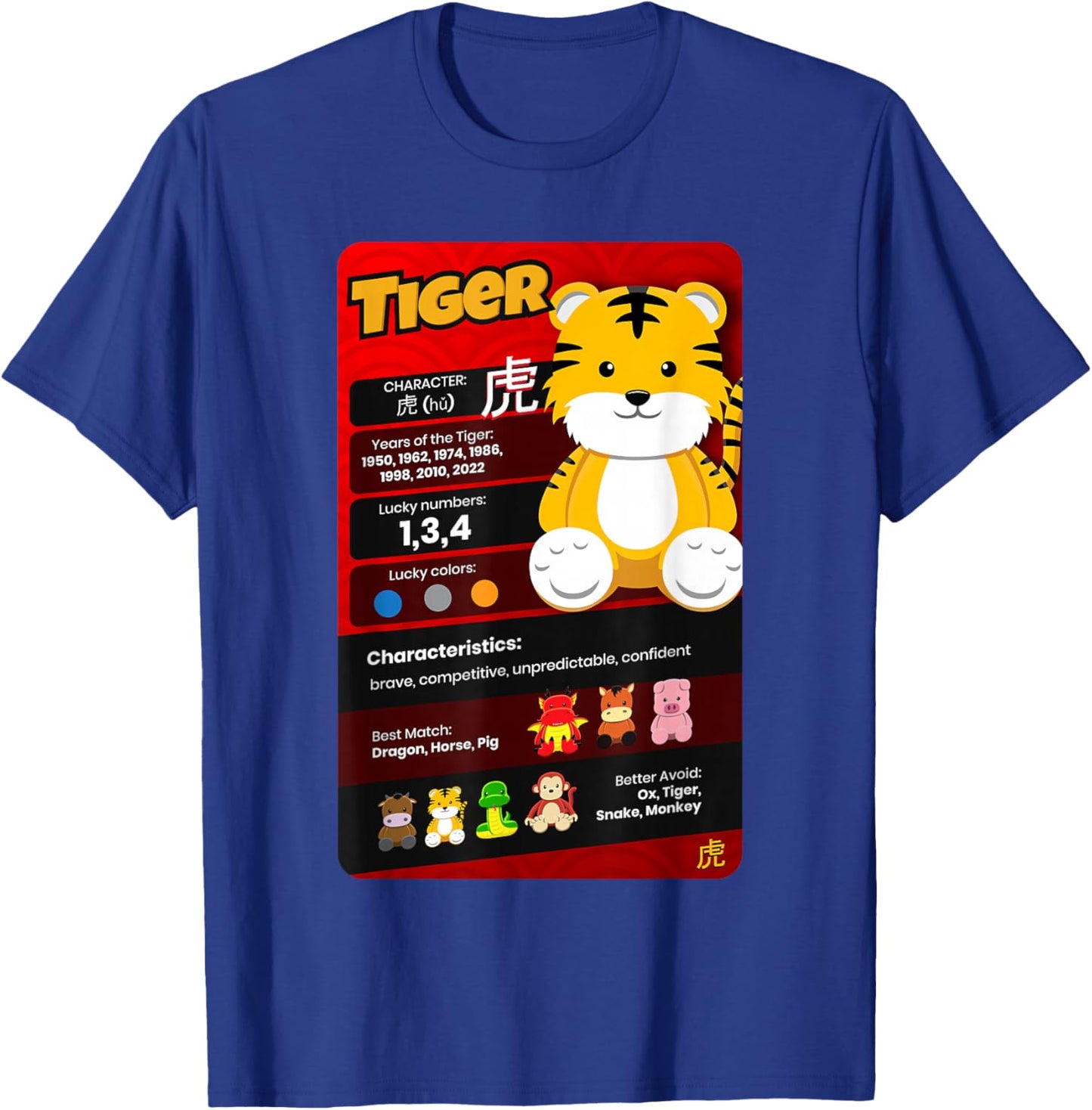 Chinese Zodiac Horoscope Animal Facts Year of the Tiger T-Shirt - T-Shirt | Royal