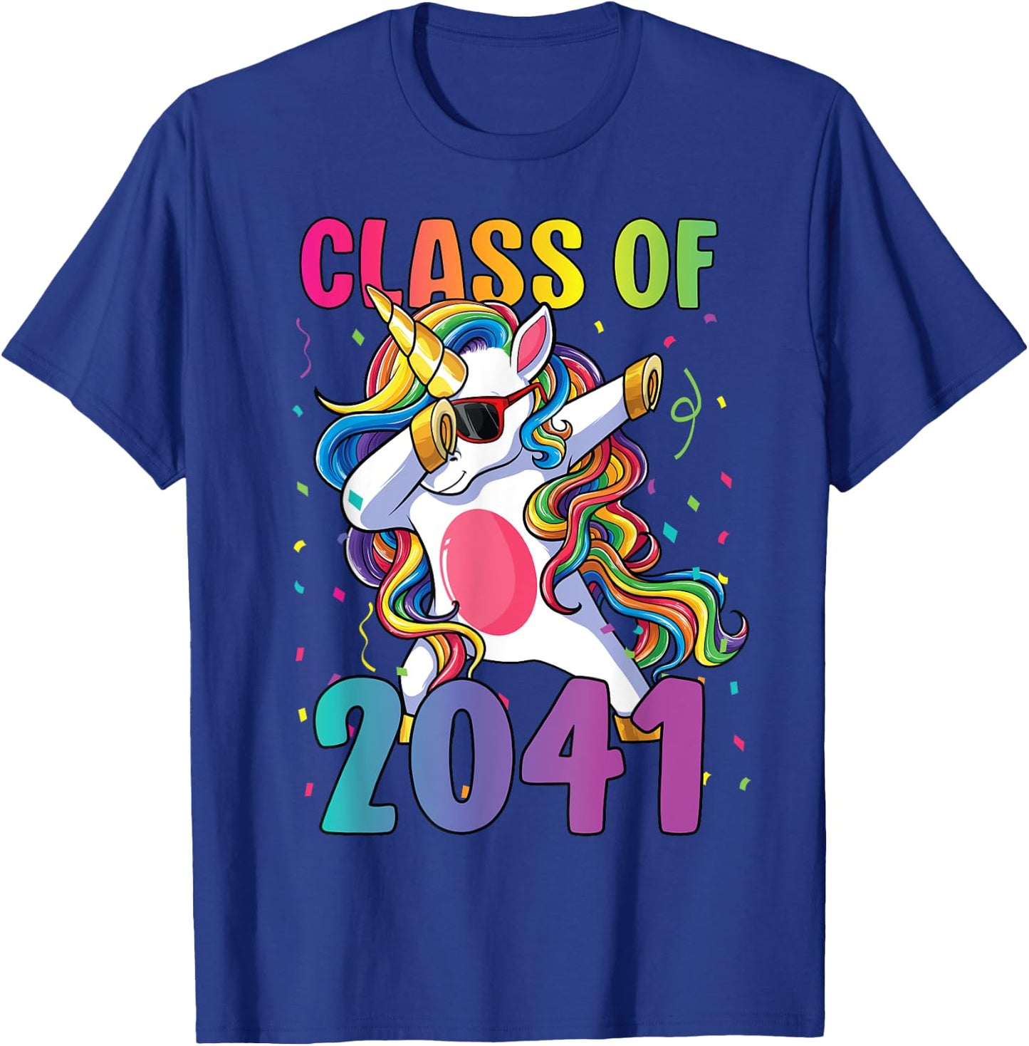 Class of 2041 Shirt Girls Dabbing Unicorn Grow With Me T-Shirt - T-Shirt | Royal