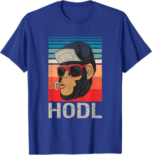 HODL Crypto Meme Stonk Ape With Sunglasses and Hat T-Shirt - T-Shirt | Royal